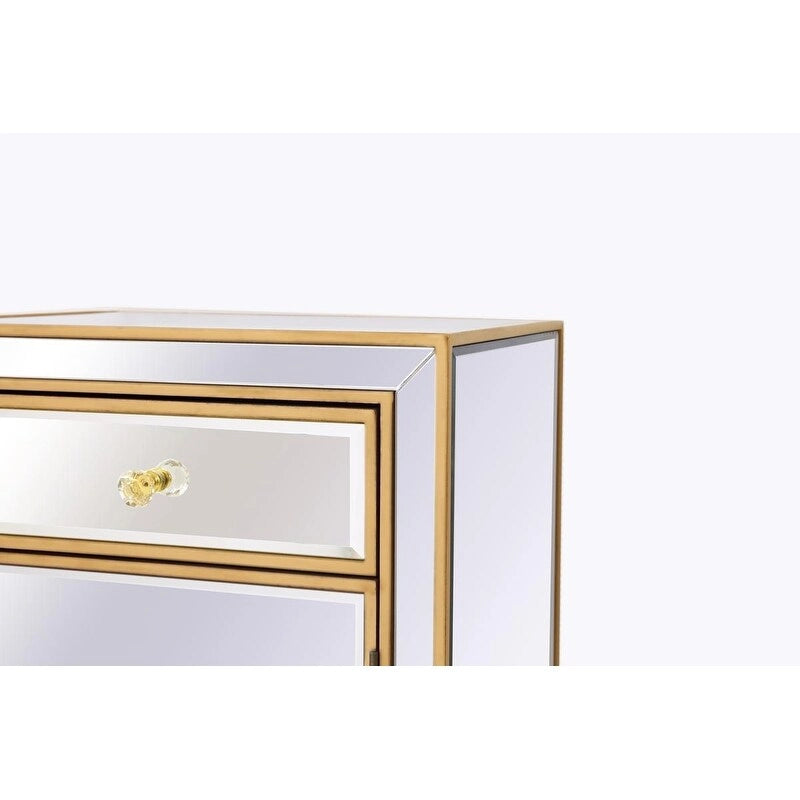 Comodino a 1 cassetto a specchio argento/oro/bianco, largo 45,7 cm