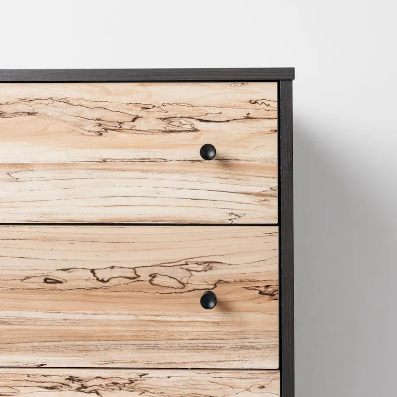 Cassettiera bicolore marrone scuro/naturale e bianco/naturale e marrone/nero – 3/4/5 cassetti
