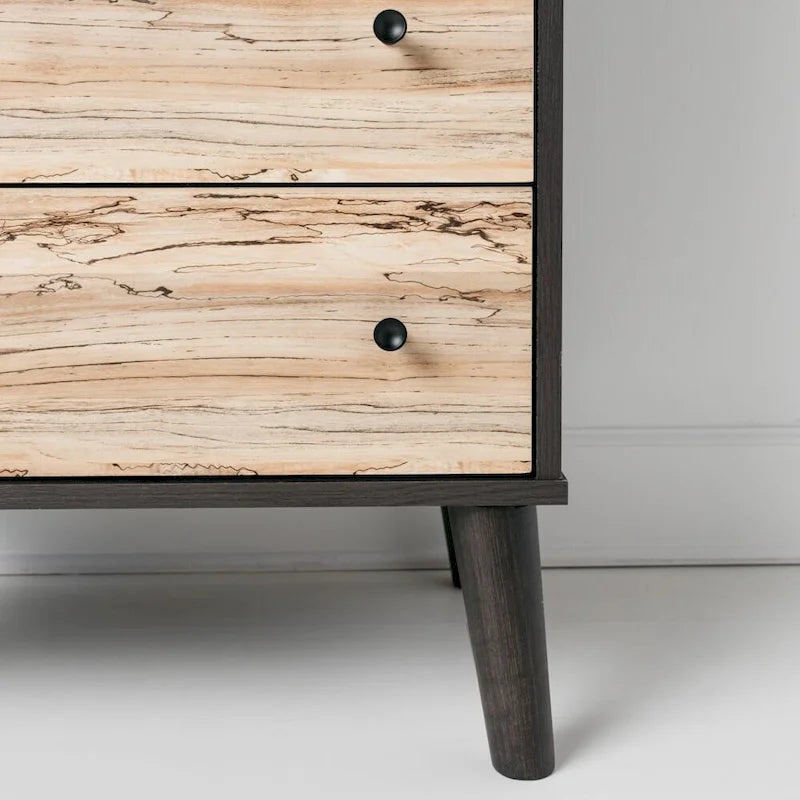 Cassettiera bicolore marrone scuro/naturale e bianco/naturale e marrone/nero – 3/4/5 cassetti