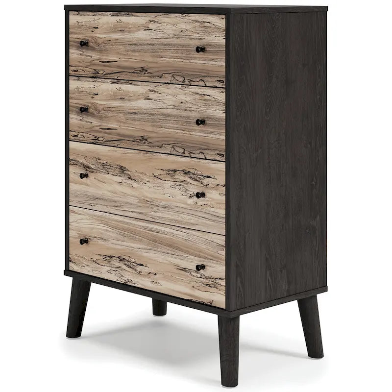 Cassettiera bicolore marrone scuro/naturale e bianco/naturale e marrone/nero – 3/4/5 cassetti
