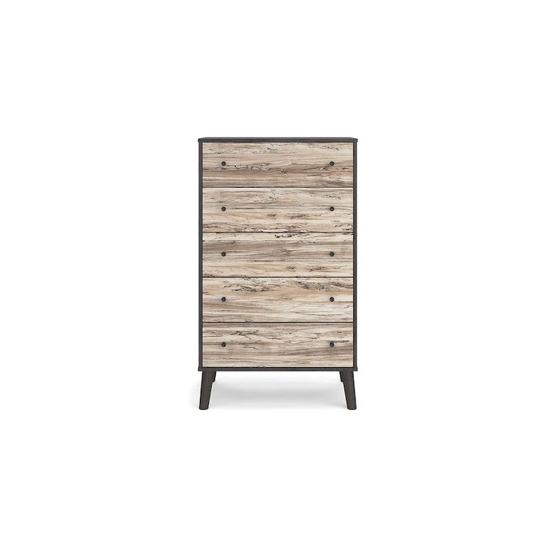 Cassettiera bicolore marrone scuro/naturale e bianco/naturale e marrone/nero – 3/4/5 cassetti