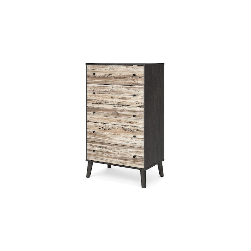 Cassettiera bicolore marrone scuro/naturale e bianco/naturale e marrone/nero – 3/4/5 cassetti