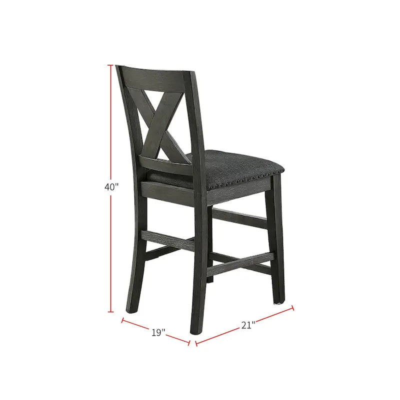 Sedie da pranzo Dark Grey X-Back altezza bancone, set da 2