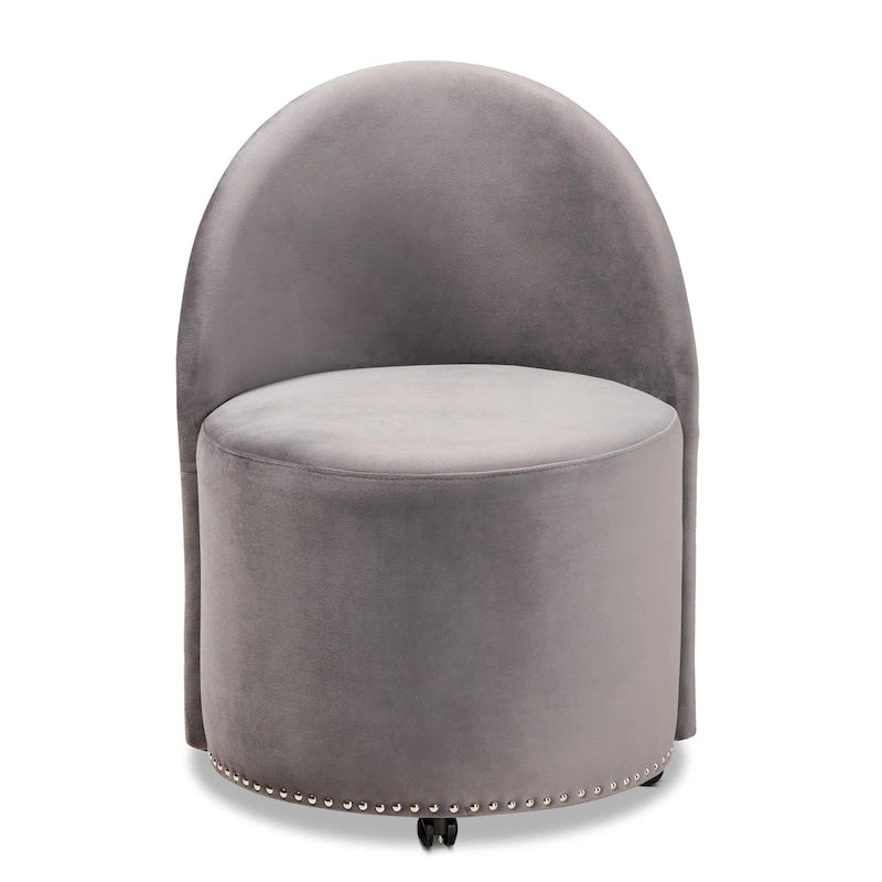 Sedia d'accento girevole in velluto blu navy/grigio, seduta singola