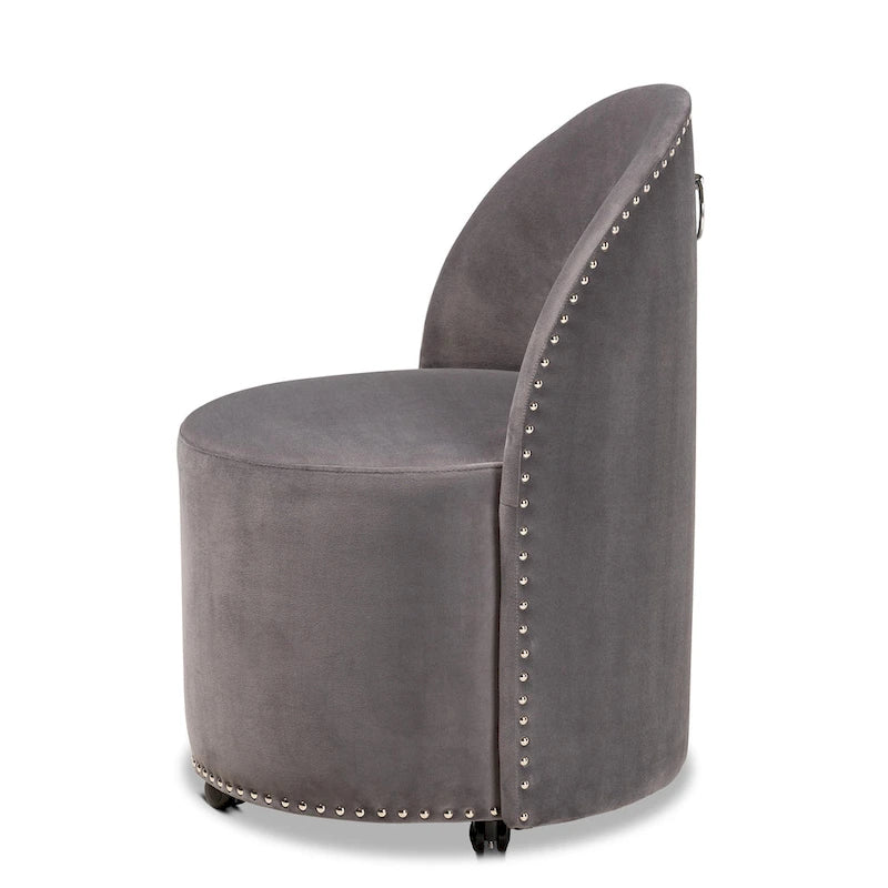 Sedia d'accento girevole in velluto blu navy/grigio, seduta singola