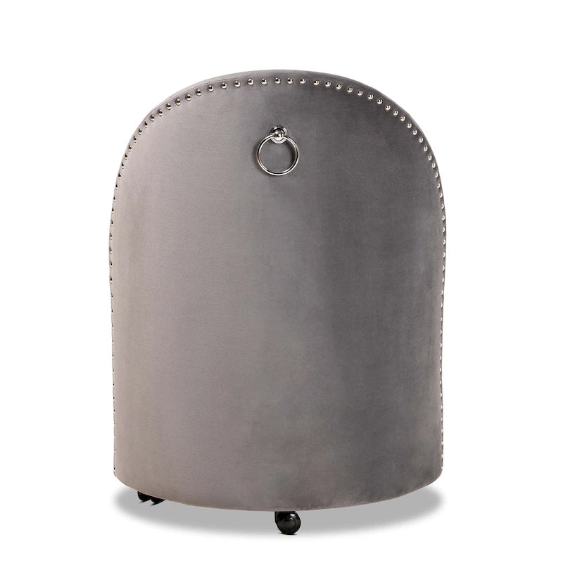 Sedia d'accento girevole in velluto blu navy/grigio, seduta singola