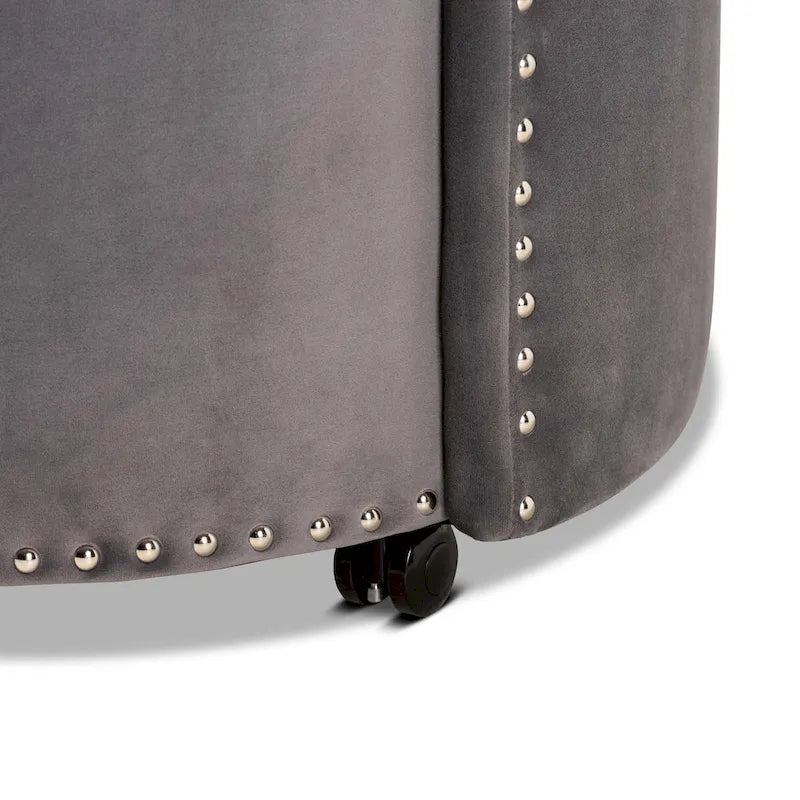 Sedia d'accento girevole in velluto blu navy/grigio, seduta singola