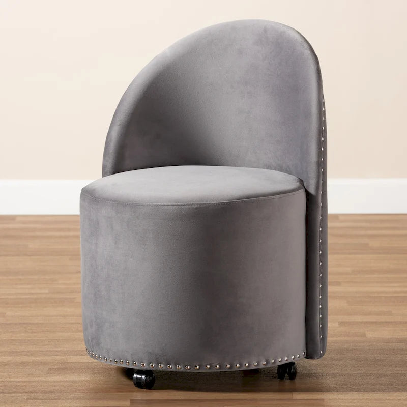 Sedia d'accento girevole in velluto blu navy/grigio, seduta singola