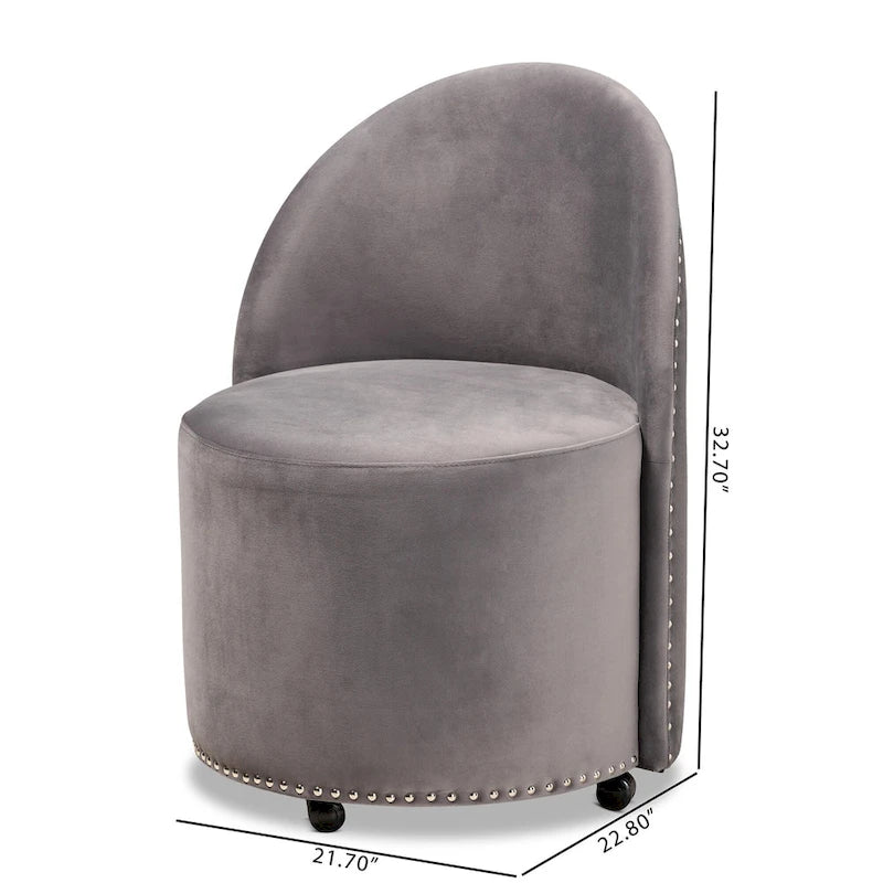 Sedia d'accento girevole in velluto blu navy/grigio, seduta singola