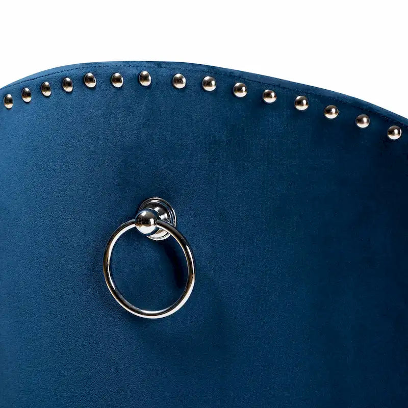 Sedia d'accento girevole in velluto blu navy/grigio, seduta singola