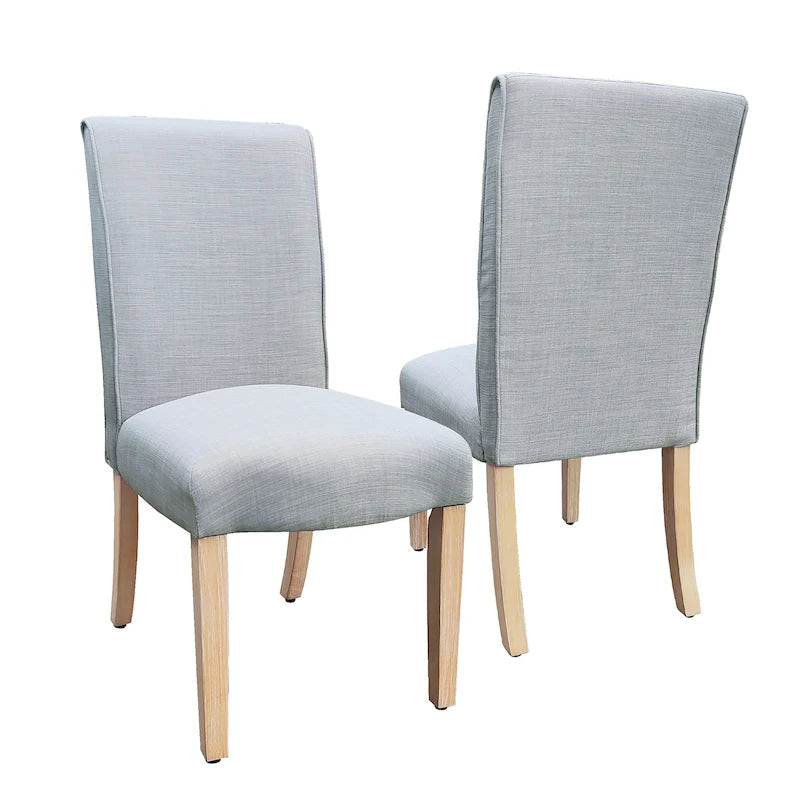 Sedia da pranzo Parsons con bordo smerlato grigio chiaro/crema, set da 2
