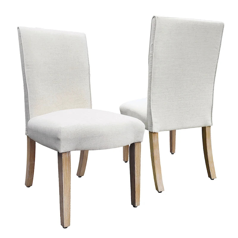 Sedia da pranzo Parsons con bordo smerlato grigio chiaro/crema, set da 2