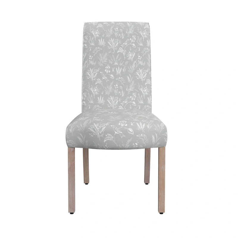 Sedia da pranzo Parsons con bordo smerlato grigio chiaro/crema, set da 2