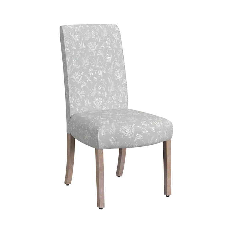 Sedia da pranzo Parsons con bordo smerlato grigio chiaro/crema, set da 2