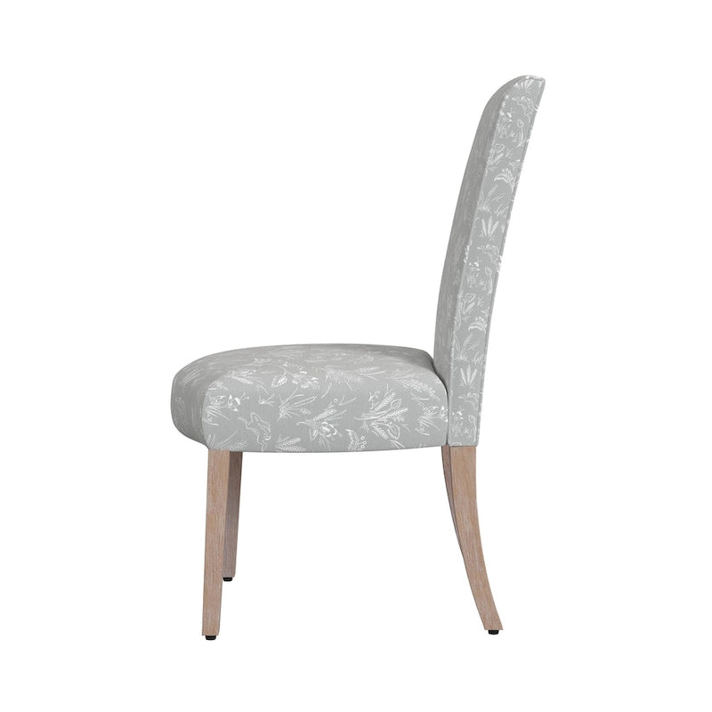 Sedia da pranzo Parsons con bordo smerlato grigio chiaro/crema, set da 2