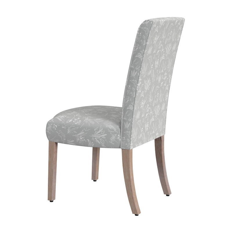 Sedia da pranzo Parsons con bordo smerlato grigio chiaro/crema, set da 2