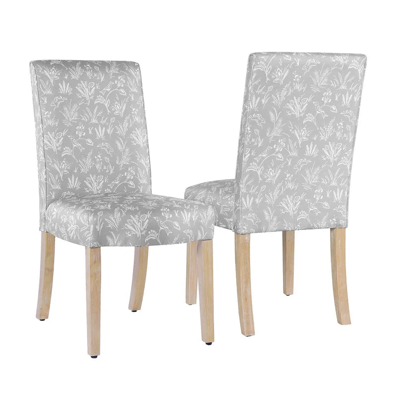 Sedia da pranzo Parsons con bordo smerlato grigio chiaro/crema, set da 2