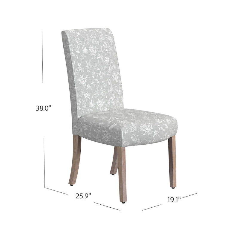 Sedia da pranzo Parsons con bordo smerlato grigio chiaro/crema, set da 2