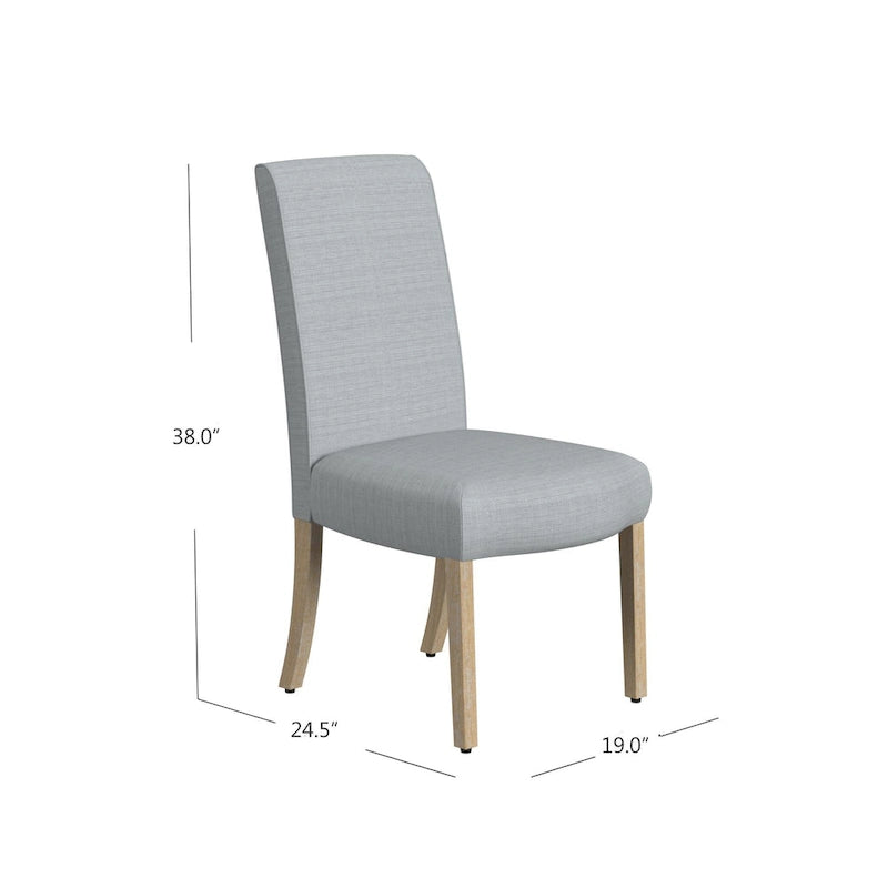 Sedia da pranzo Parsons con bordo smerlato grigio chiaro/crema, set da 2