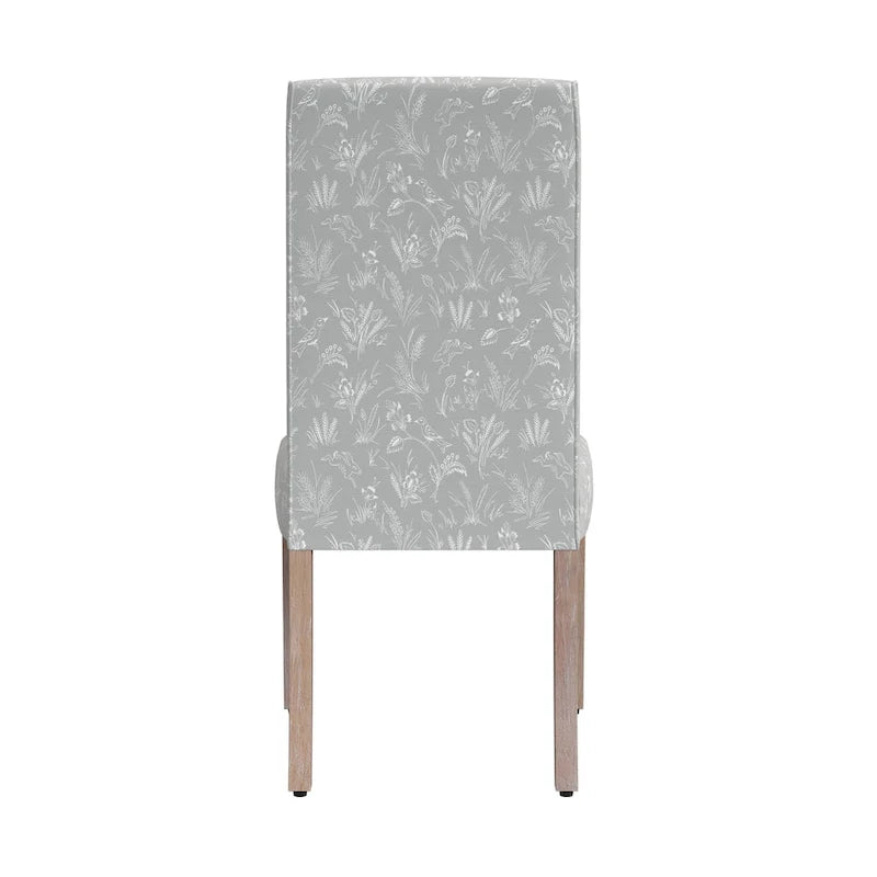 Sedia da pranzo Parsons con bordo smerlato grigio chiaro/crema, set da 2