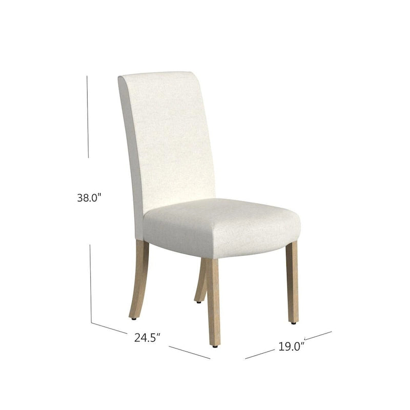 Sedia da pranzo Parsons con bordo smerlato grigio chiaro/crema, set da 2