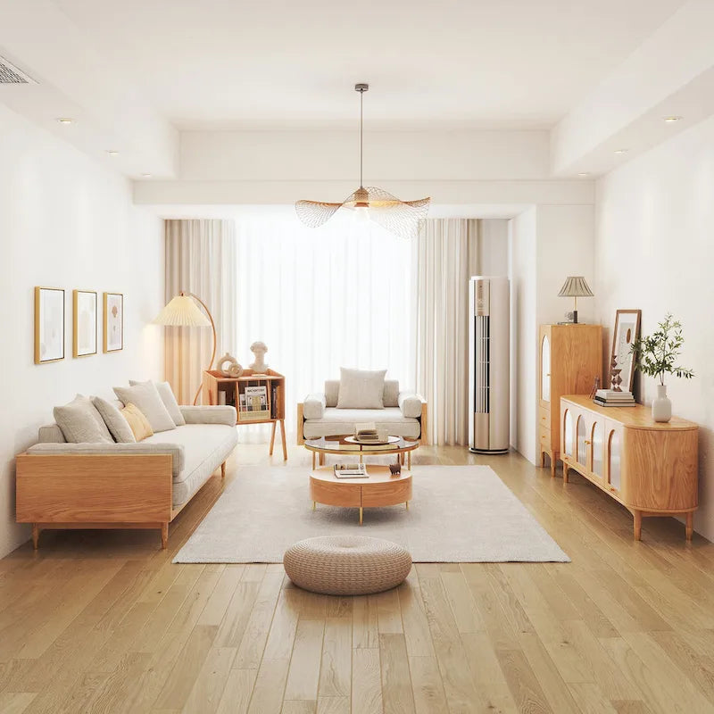 Divano a 3 Posti in Cotone Lino – Beige / Caffè | Stile Moderno | 3 Posti