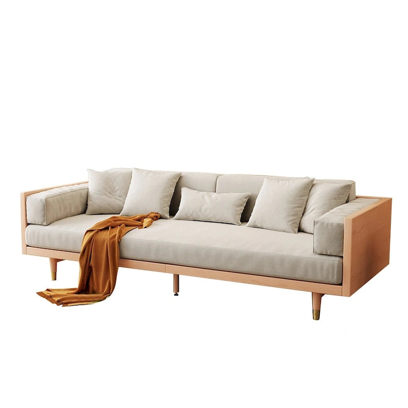 Divano a 3 Posti in Cotone Lino – Beige / Caffè | Stile Moderno | 3 Posti