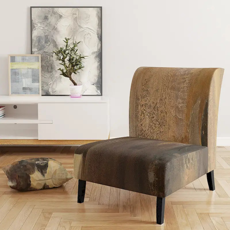 Poltrona d'accento in tessuto con stampa Buffalo marrone e nero – Seduta singola (Poltrona Slipper / Laterale / con braccioli)