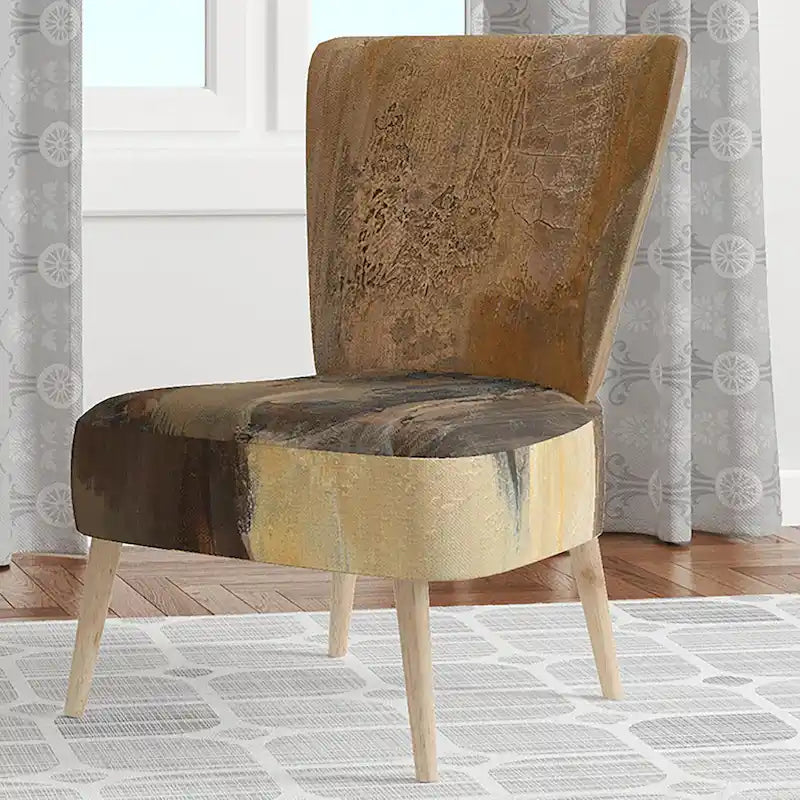 Poltrona d'accento in tessuto con stampa Buffalo marrone e nero – Seduta singola (Poltrona Slipper / Laterale / con braccioli)