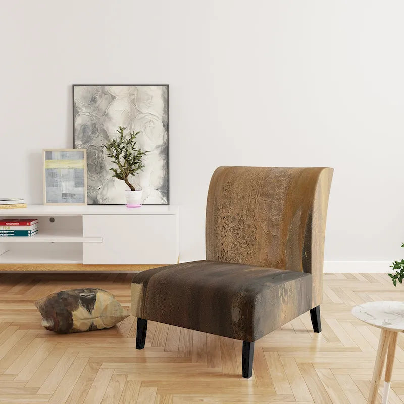 Poltrona d'accento in tessuto con stampa Buffalo marrone e nero – Seduta singola (Poltrona Slipper / Laterale / con braccioli)