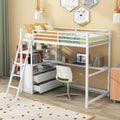 Letto a soppalco singolo bianco/nero con scrivania, mensole e cassetti – 1 persona