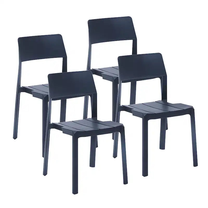 Sedia da pranzo impilabile in plastica nera/bianca/grigia, set da 4 pezzi