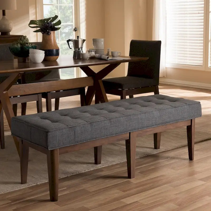 Panca capitonné Mid-Century – Beige / Grigio / Antracite, 1 posto