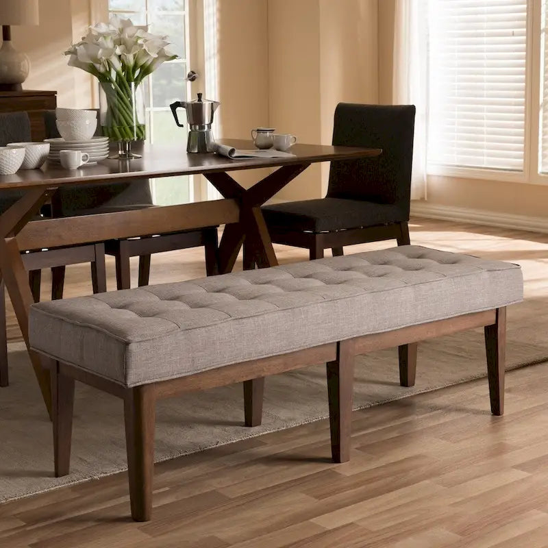 Panca capitonné Mid-Century – Beige / Grigio / Antracite, 1 posto