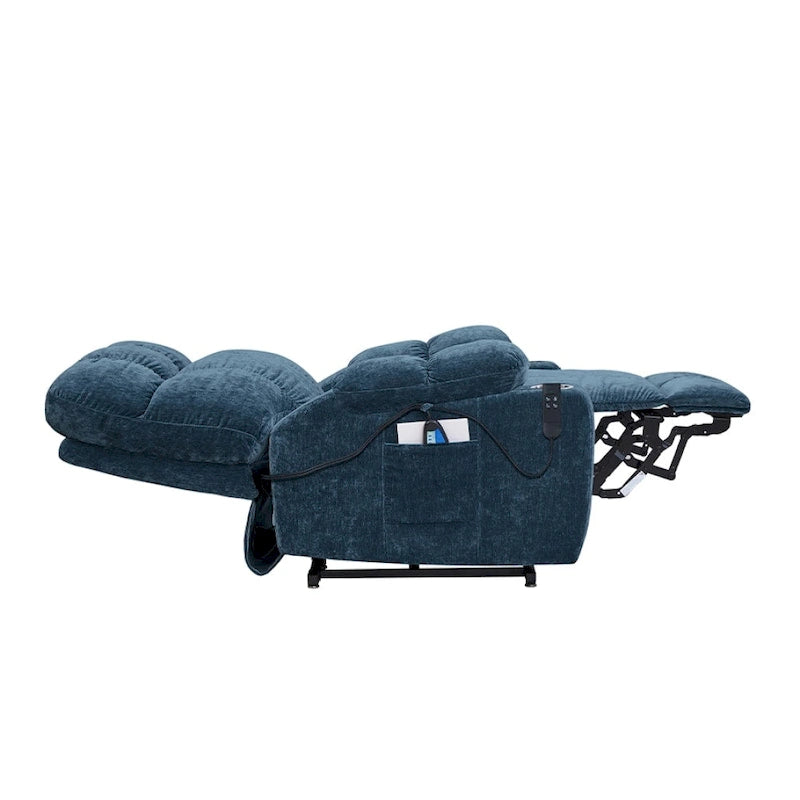 Poltrona reclinabile a poltrone con sollevamento elettrico in ciniglia blu/rosa/rossa, con funzione di riscaldamento e massaggio, singola