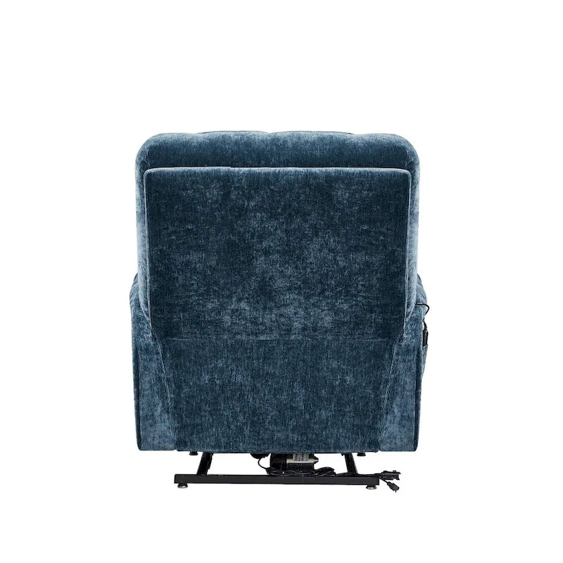 Poltrona reclinabile a poltrone con sollevamento elettrico in ciniglia blu/rosa/rossa, con funzione di riscaldamento e massaggio, singola