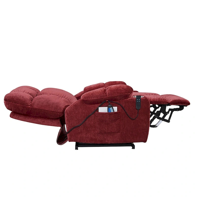 Poltrona reclinabile a poltrone con sollevamento elettrico in ciniglia blu/rosa/rossa, con funzione di riscaldamento e massaggio, singola