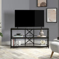 Supporto TV ad angolo con struttura a X in bronzo annerito, ripiani in vetro temperato, adatto per 1 TV fino a 55"