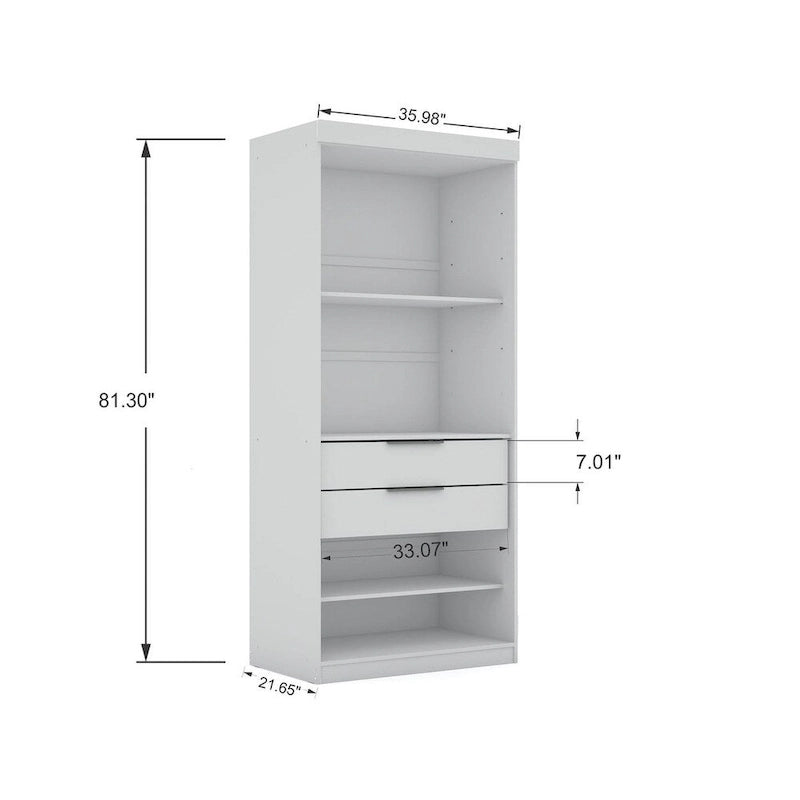 Armadio autoportante a 2 sezioni con 4 cassetti (2 persone) marrone/blu notte/bianco