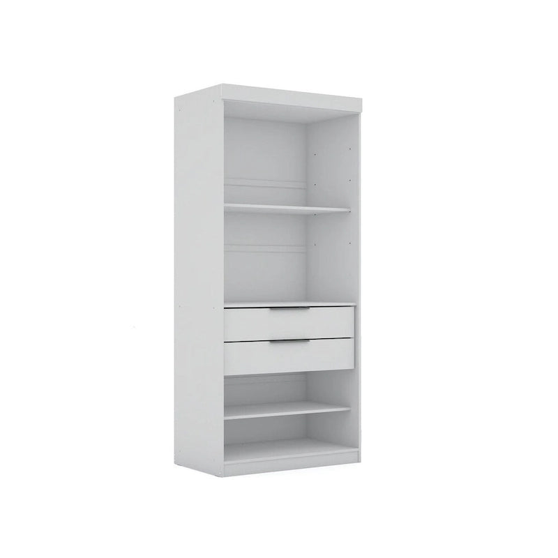 Armadio autoportante a 2 sezioni con 4 cassetti (2 persone) marrone/blu notte/bianco
