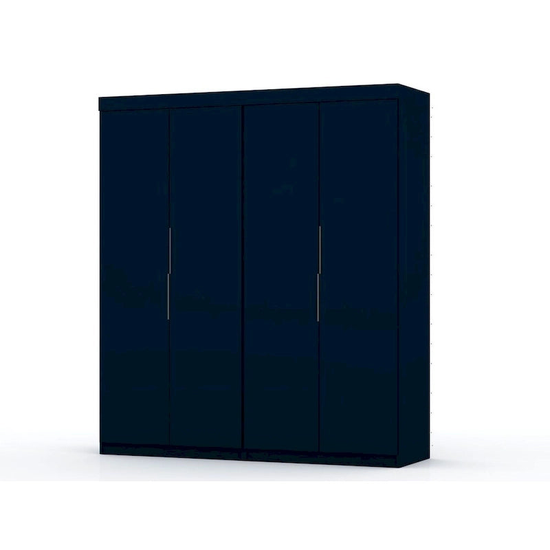 Armadio autoportante a 2 sezioni con 4 cassetti (2 persone) marrone/blu notte/bianco