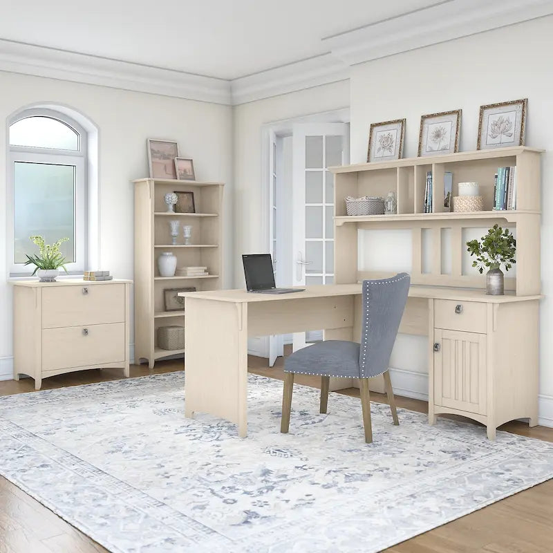 Suite ufficio scrivania a L bianca, 4 pezzi, 1 persona