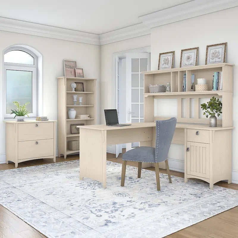 Suite ufficio scrivania a L bianca, 4 pezzi, 1 persona