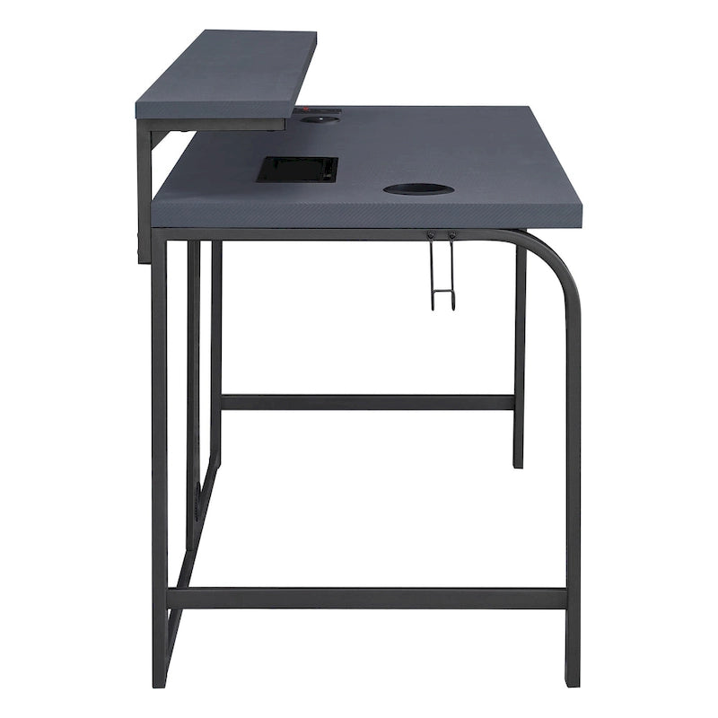 Scrivania da Gaming Nera, 122 cm, Monoutente, LED RGB