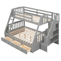 Letto a castello Twin-Over-Full grigio/espresso/bianco con scaletta-contenitore e cassetti, 2 posti letto