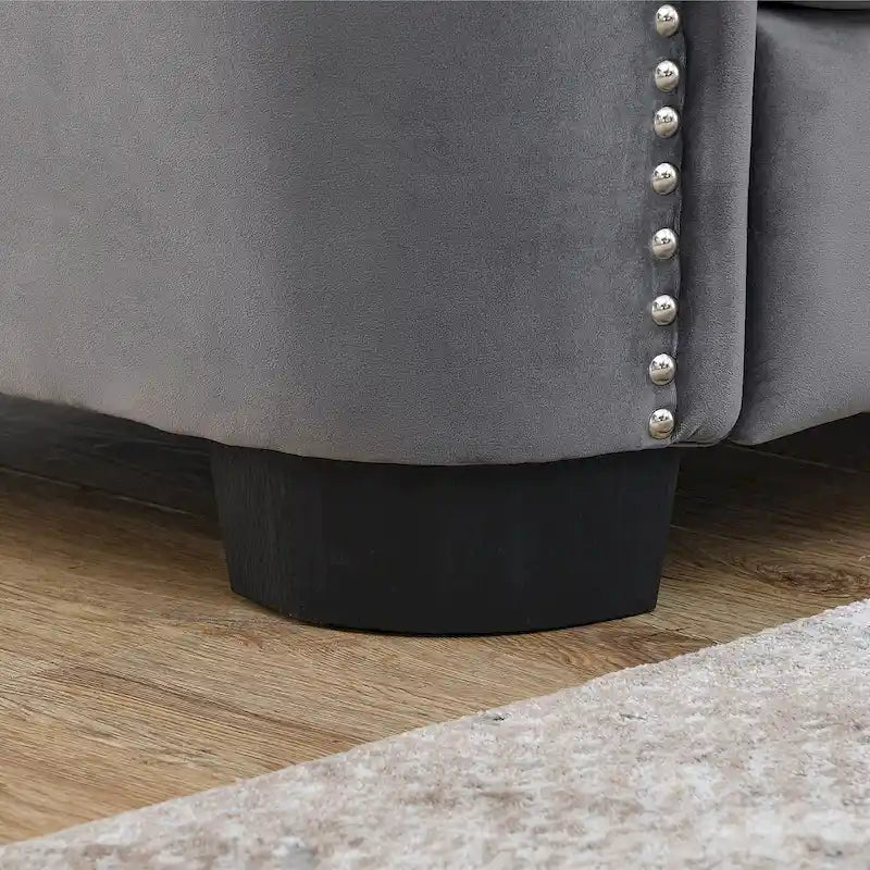 Divano Chesterfield in velluto da 150 cm, 2 posti capitonné con borchie