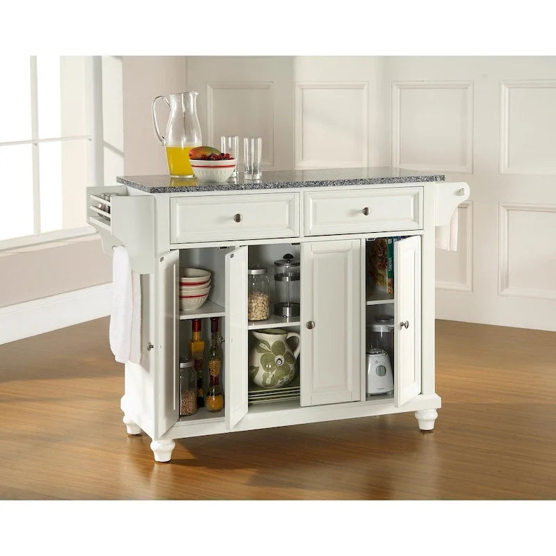 Isola cucina fissa con top in granito bianco – Stile tradizionale