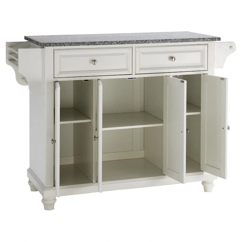 Isola cucina fissa con top in granito bianco – Stile tradizionale