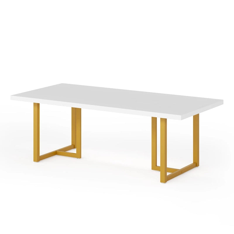 Scrivania per Computer da 180 cm, Acero/Bianco/Marrone Vintage, per Una Persona, Struttura in Metallo