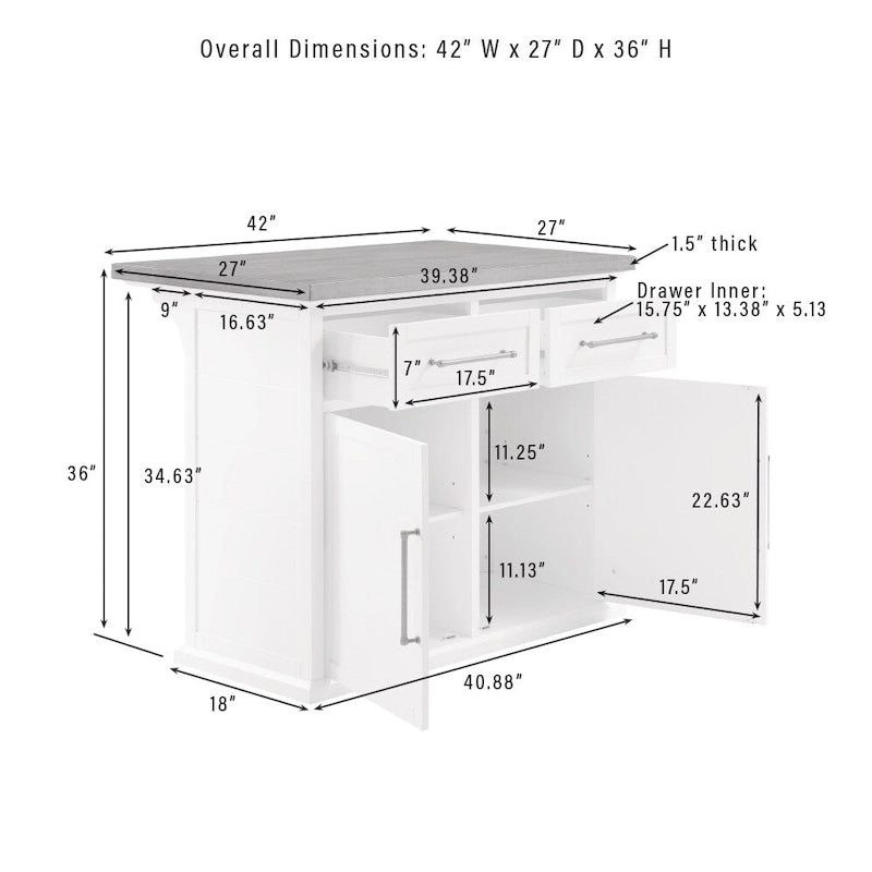 Isola da Cucina con Piano in Legno Bianco e Posti a Sedere, 2 Sgabelli, 107 L x 68,5 P x 91,5 A cm